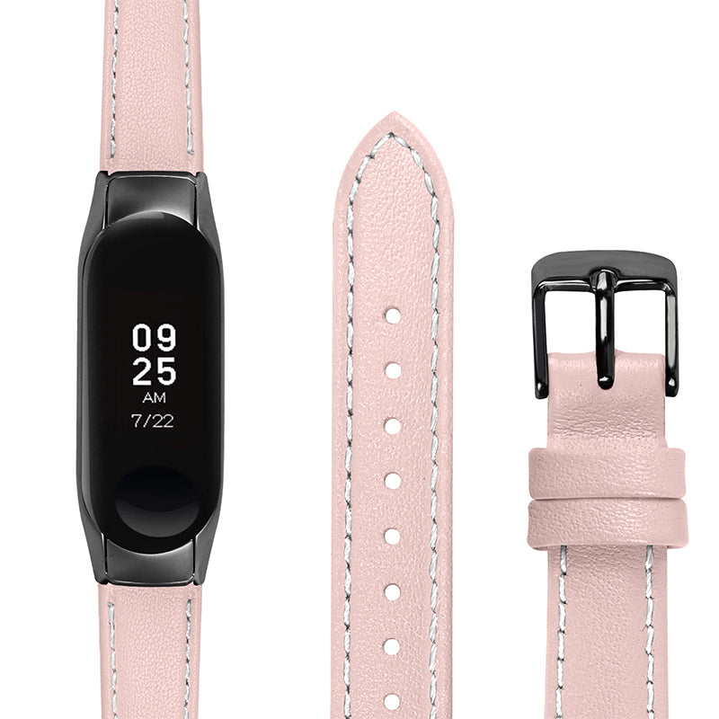 For Xiaomi Mi Band 7 Genuine Cowhide Leather Watch Strap Replacement Watchband with Black Watch Case For Xiaomi Mi Band 7 Genuine Cowhide Leather Watch Strap Replacement Watchband with Black Watch Case